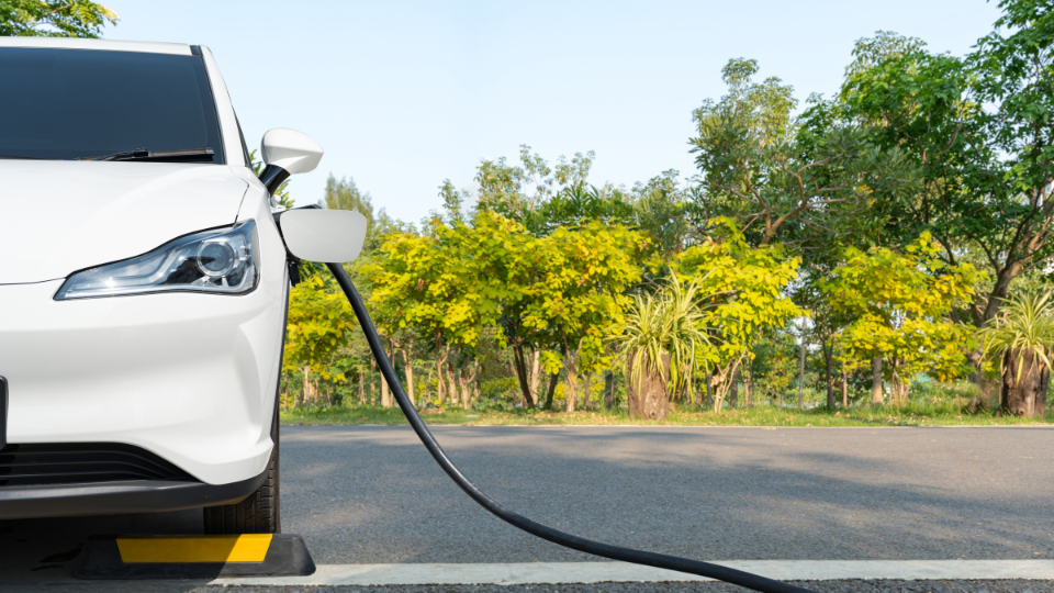 EV charging in a parking lot