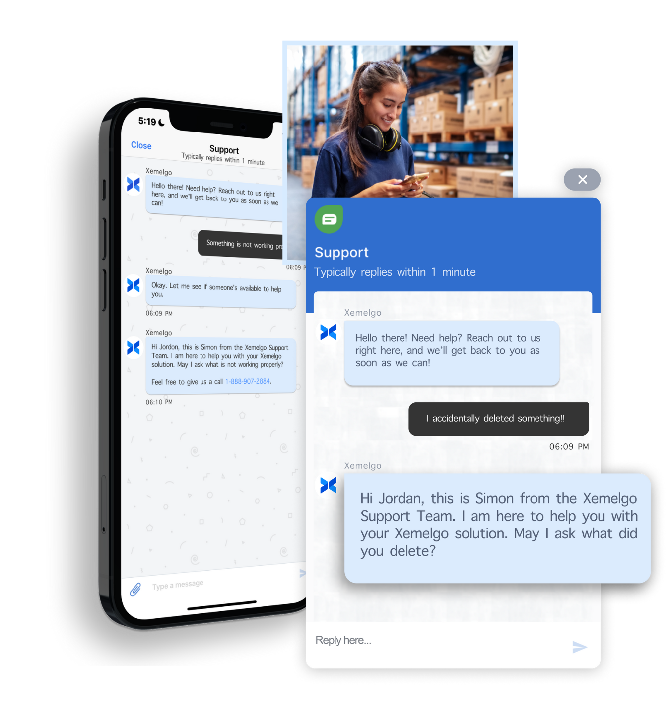 Xemelgo built-in live human support